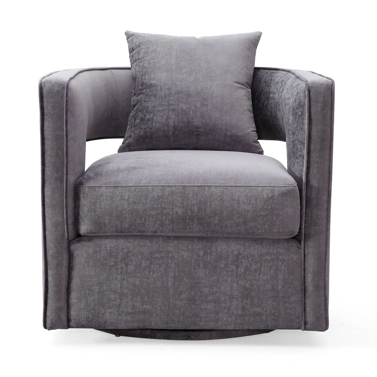 Silla de terciopelo gris giratoria Pelage de frente.