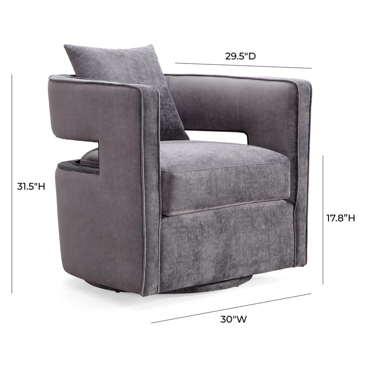 Silla de terciopelo gris giratoria Pelage dimensiones.