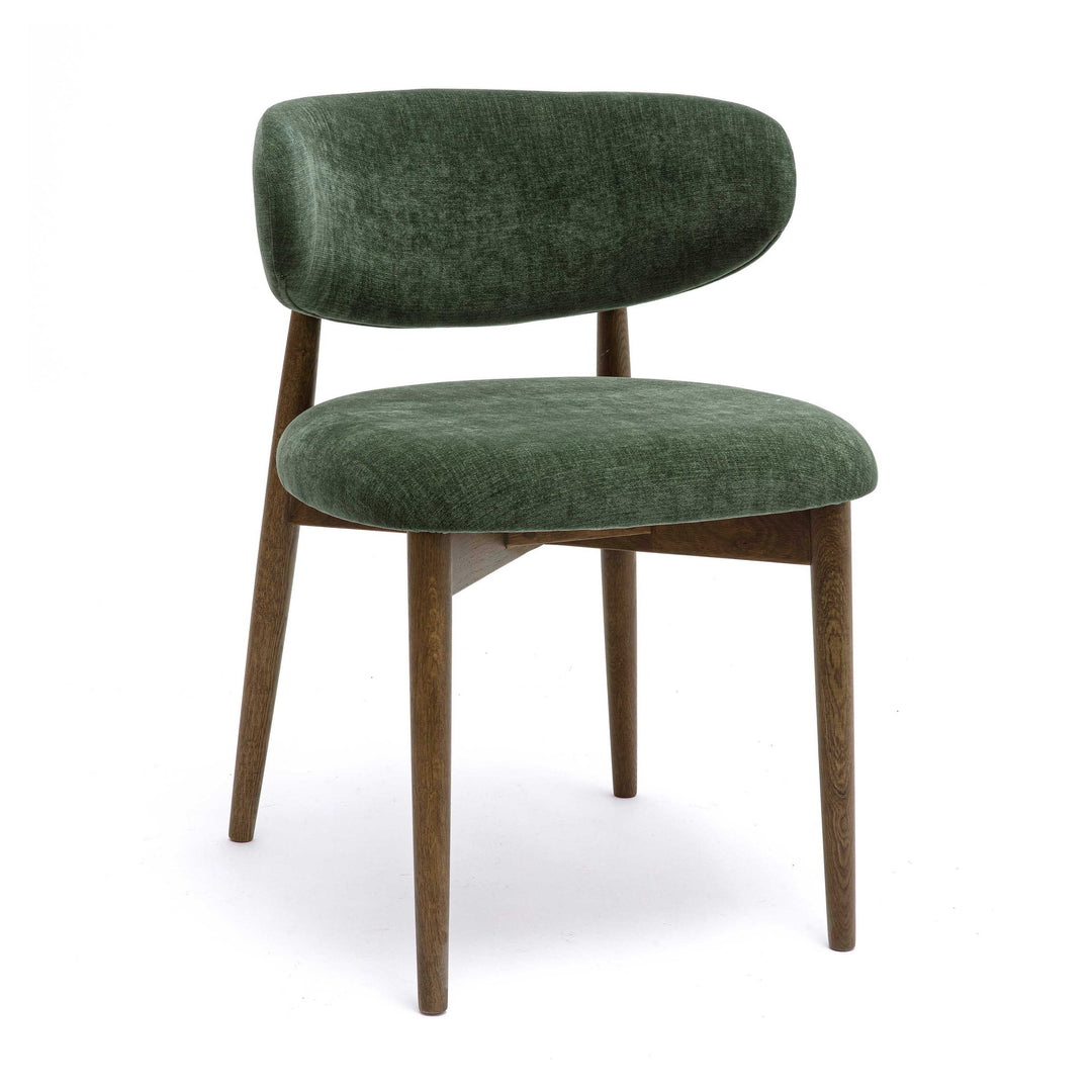 Silla de terciopelo verde bosque Agathe.