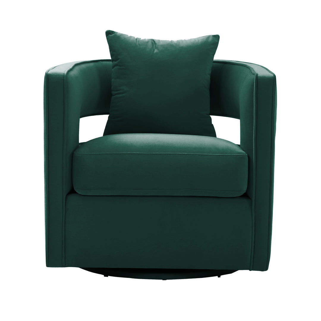 Silla de terciopelo verde bosque giratoria Pelage de frente.