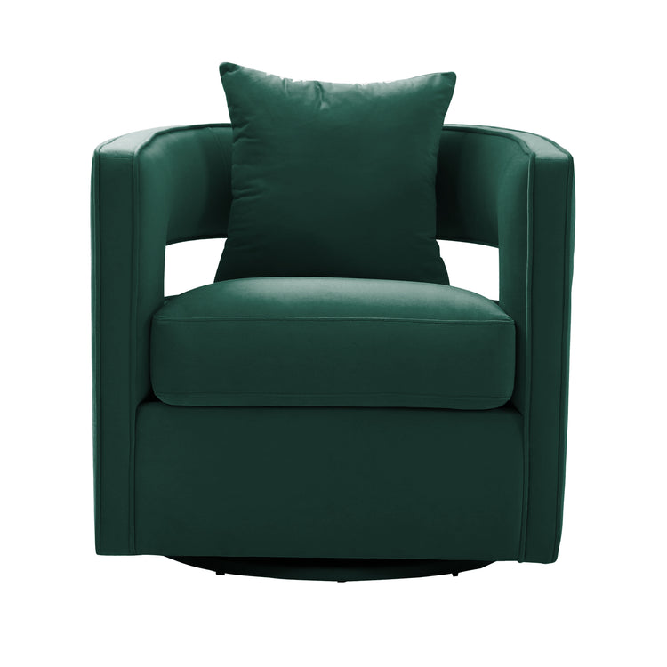 Silla de terciopelo verde bosque giratoria Pelage de frente.