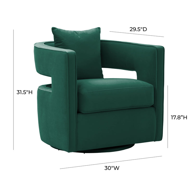 Silla de terciopelo verde bosque giratoria Pelage dimensiones.
