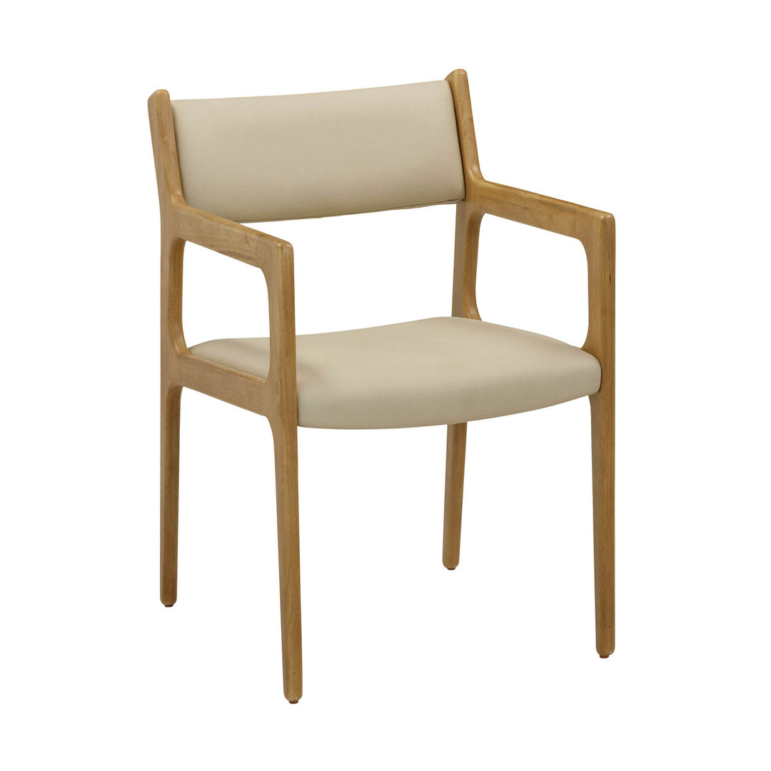 Silla de terciopelo y piel vegana crema Lionel.