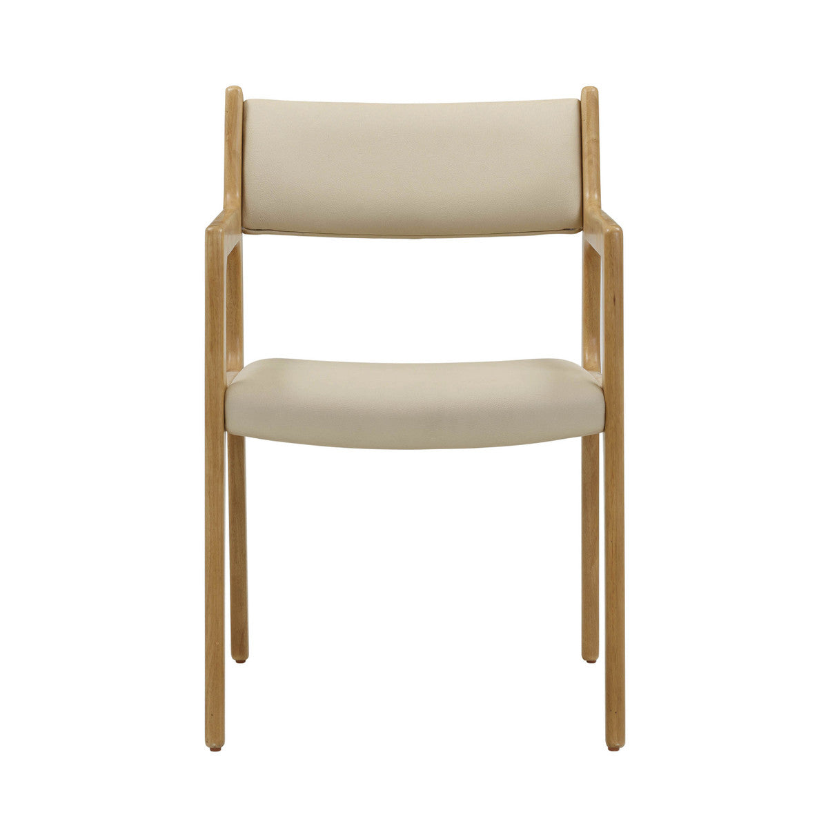 Silla de terciopelo y piel vegana crema Lionel de frente.