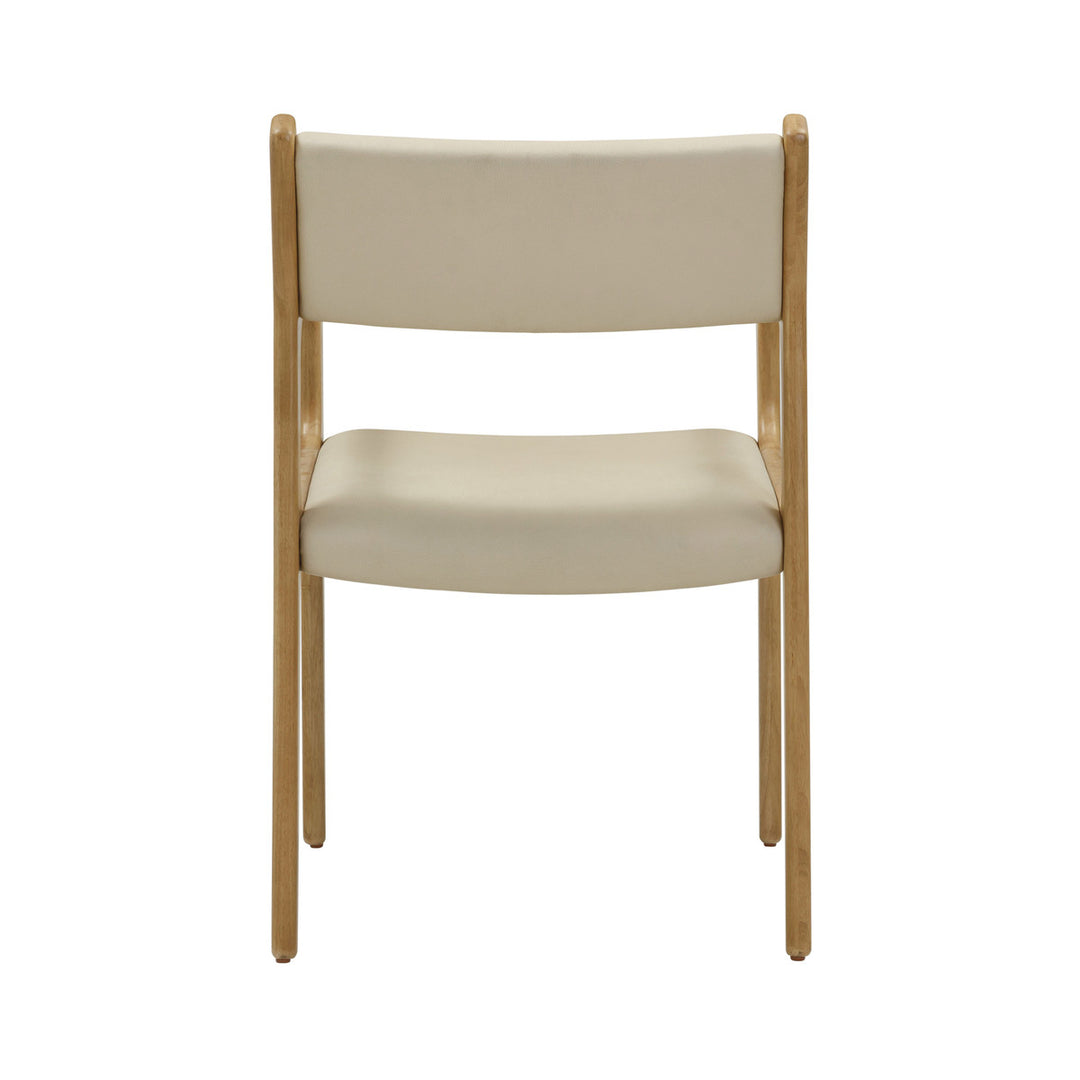 Silla de terciopelo y piel vegana crema Lionel de atrás.