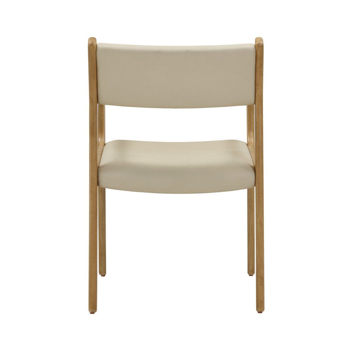 Silla de terciopelo y piel vegana crema Lionel de atrás.