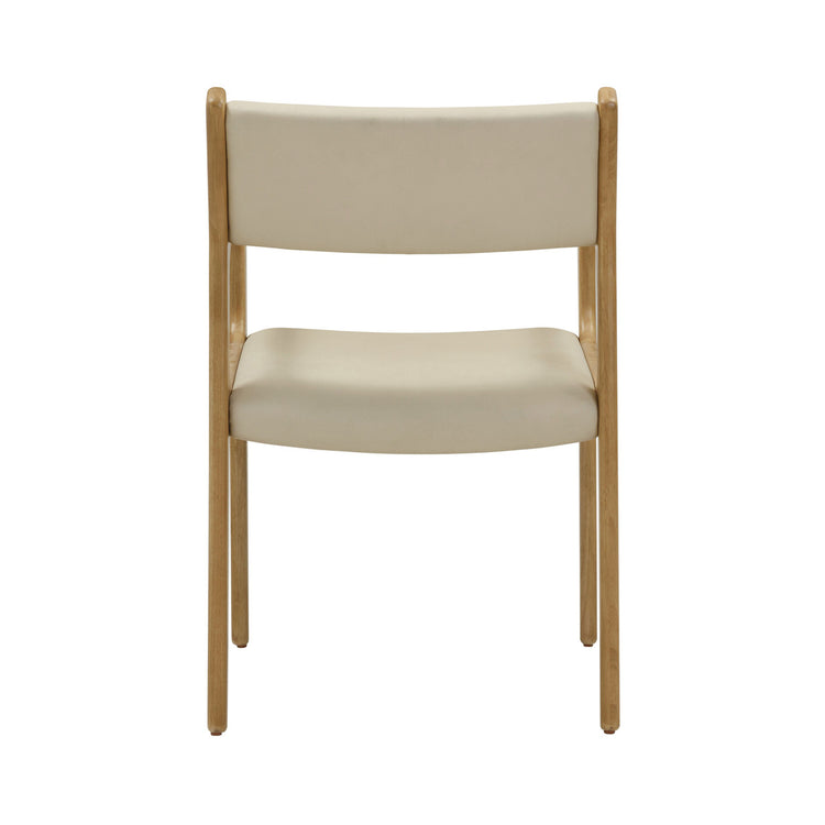 Silla de terciopelo y piel vegana crema Lionel de atrás.