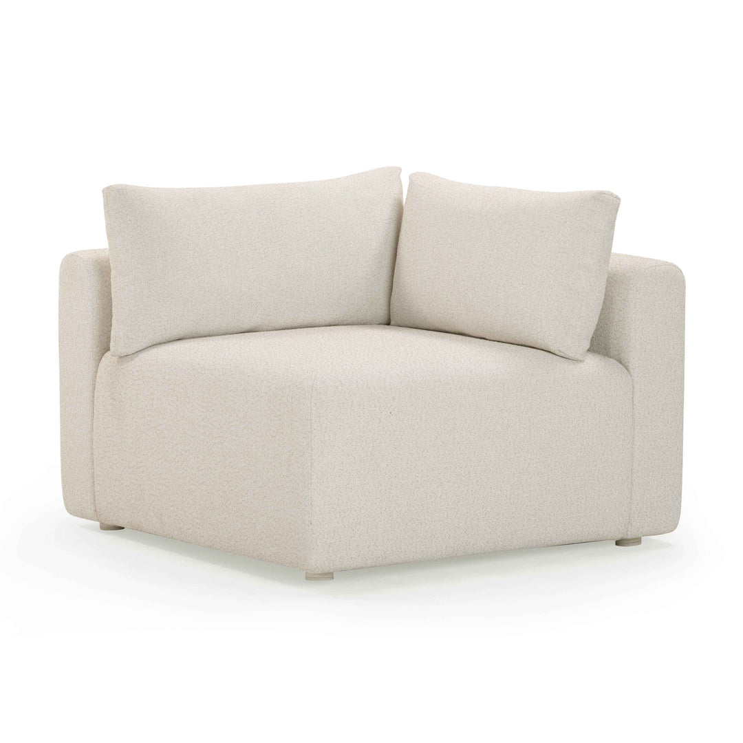 Silla esquinera modular para exteriores Emory color crema.
