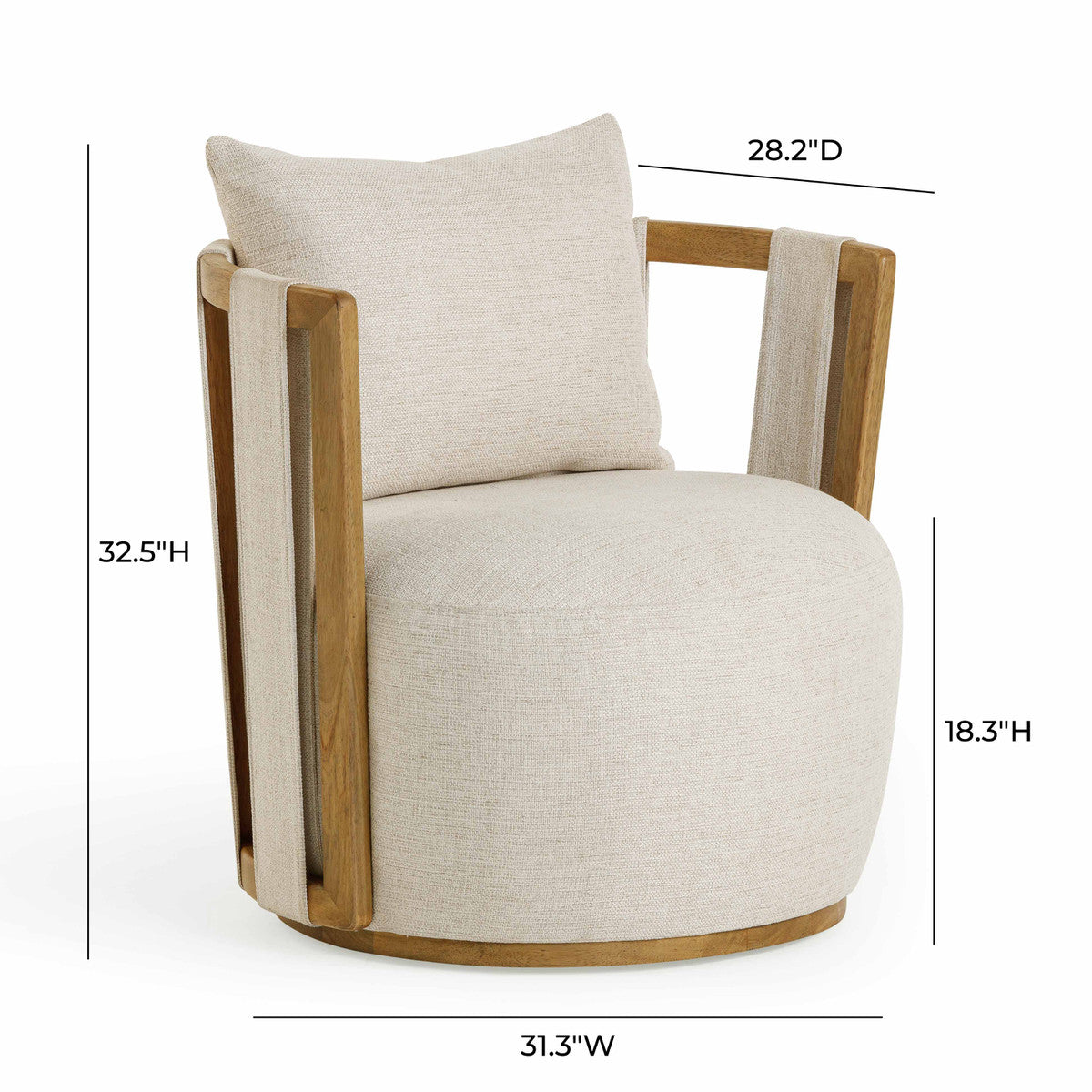 Silla giratoria Tess color tejido texturizado dimensiones.
