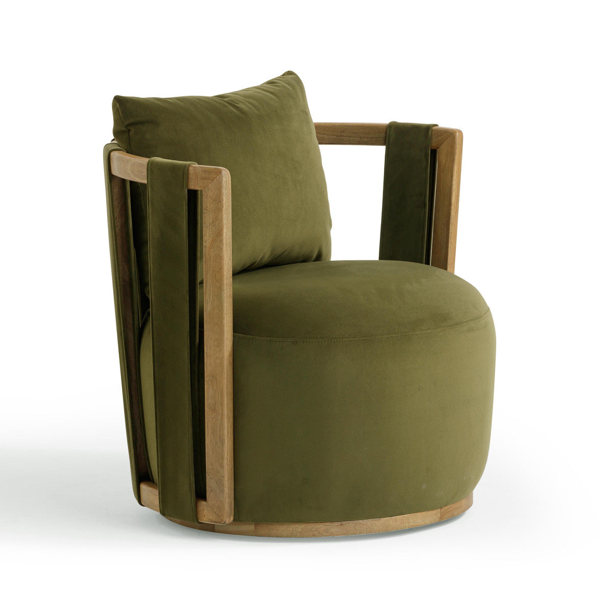 Silla giratoria Tess color terciopelo verde.