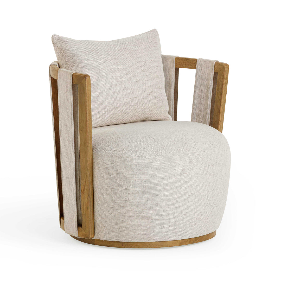 Silla giratoria crema de tejido texturizado Erena.