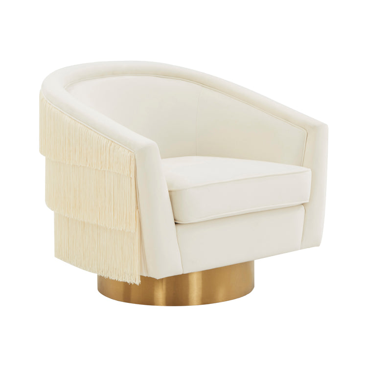 Silla giratoria de terciopelo crema Alcee.