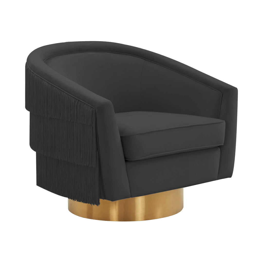 Silla giratoria de terciopelo negro Alcee.
