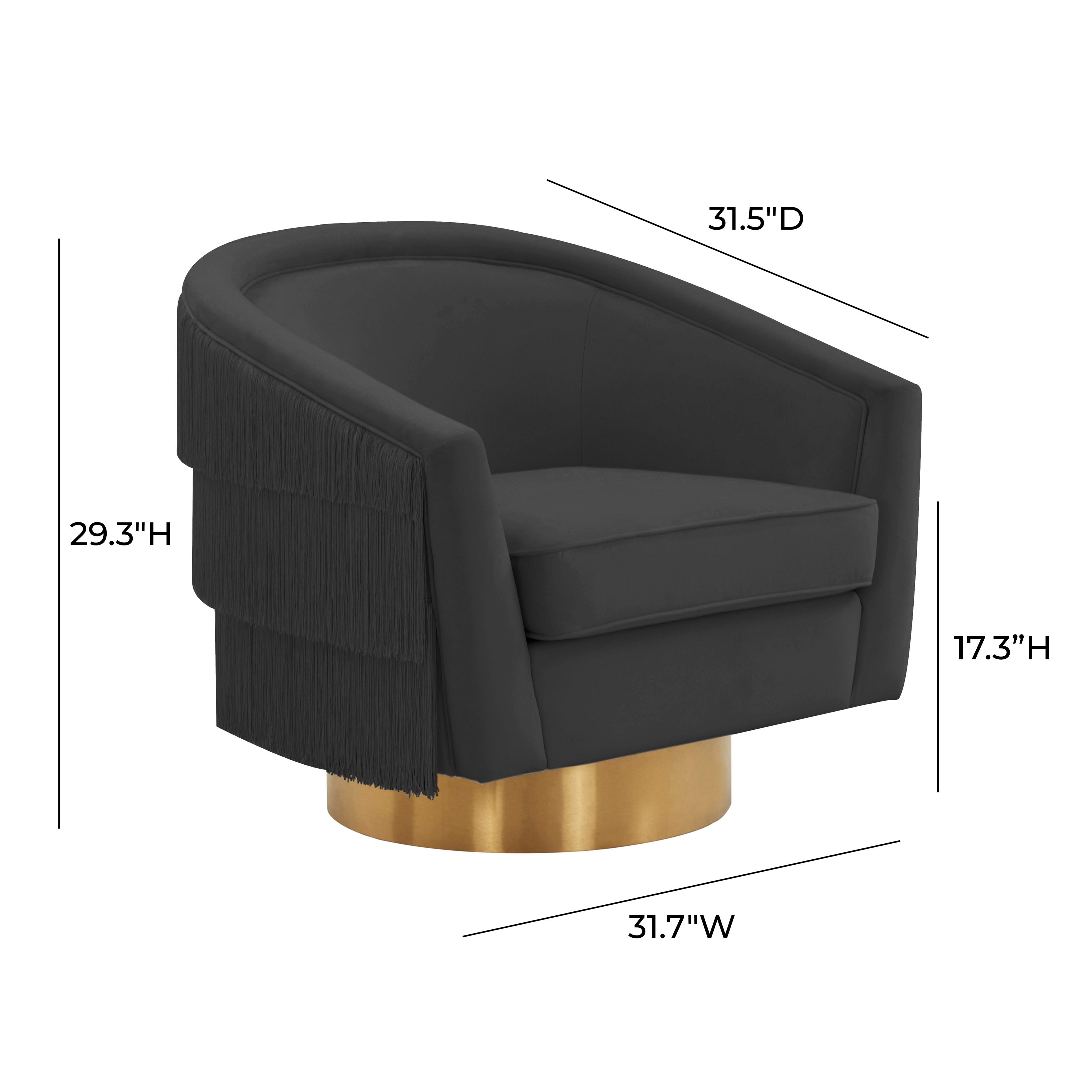 Silla giratoria de terciopelo negro Alcee dimensiones.