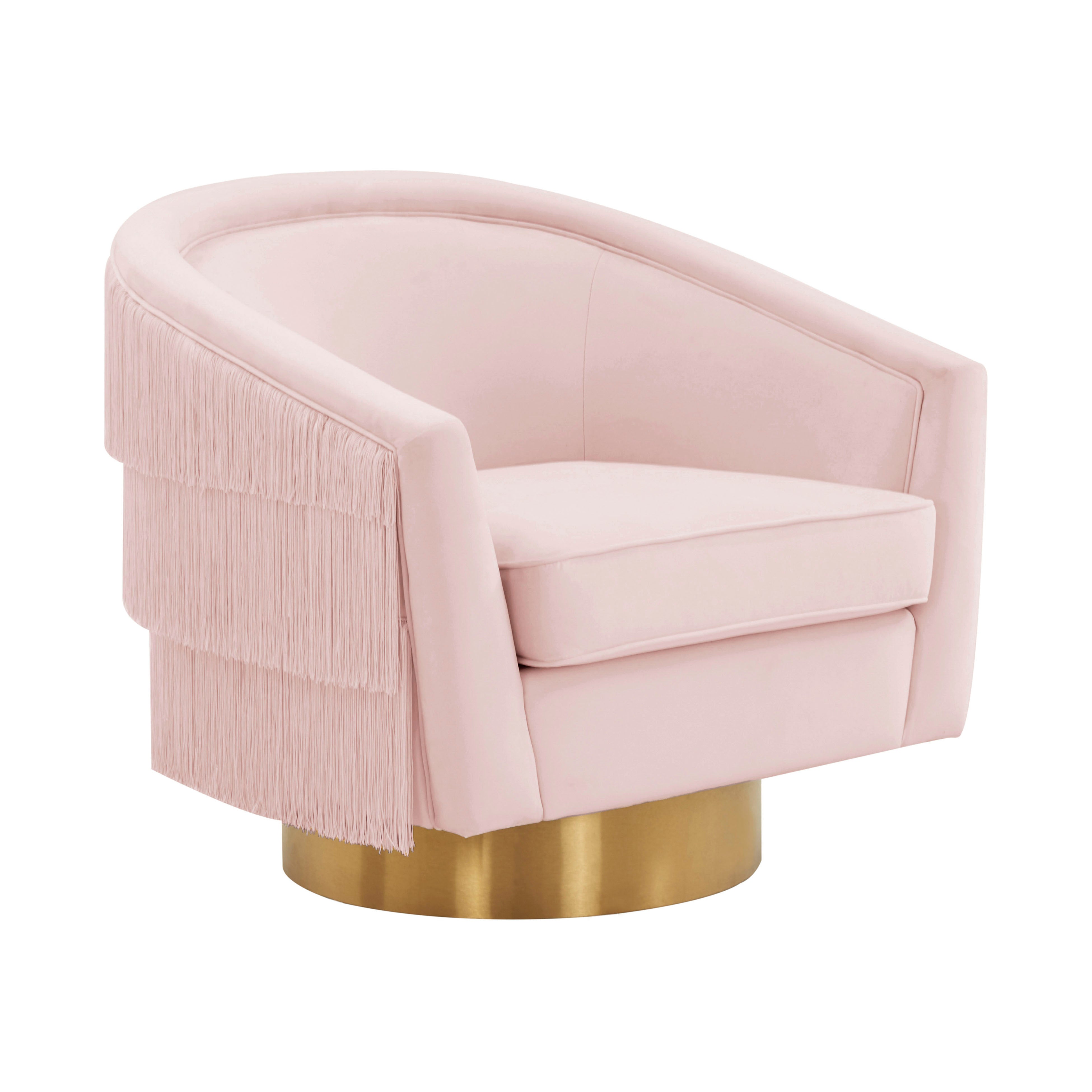 Silla giratoria de terciopelo rosa Alcee.