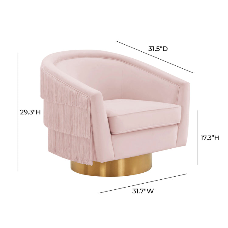 Silla giratoria de terciopelo rosa Alcee dimensiones.