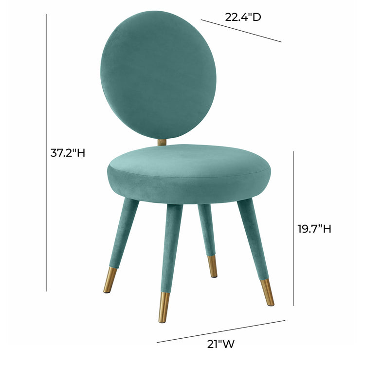 Silla mecedora de terciopelo azul mar Ellyn dimensiones.