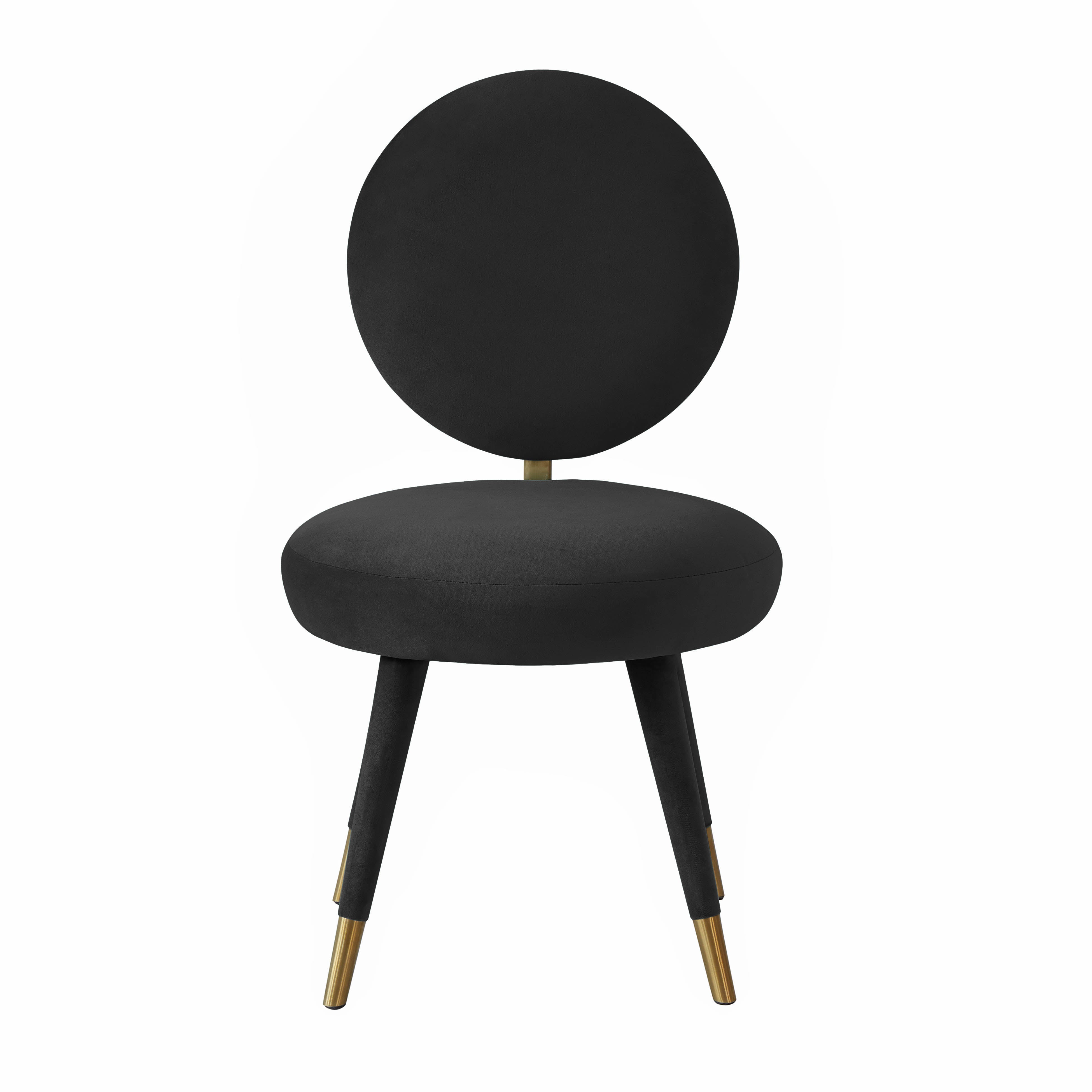 Silla mecedora de terciopelo negro Ellyn de frente.