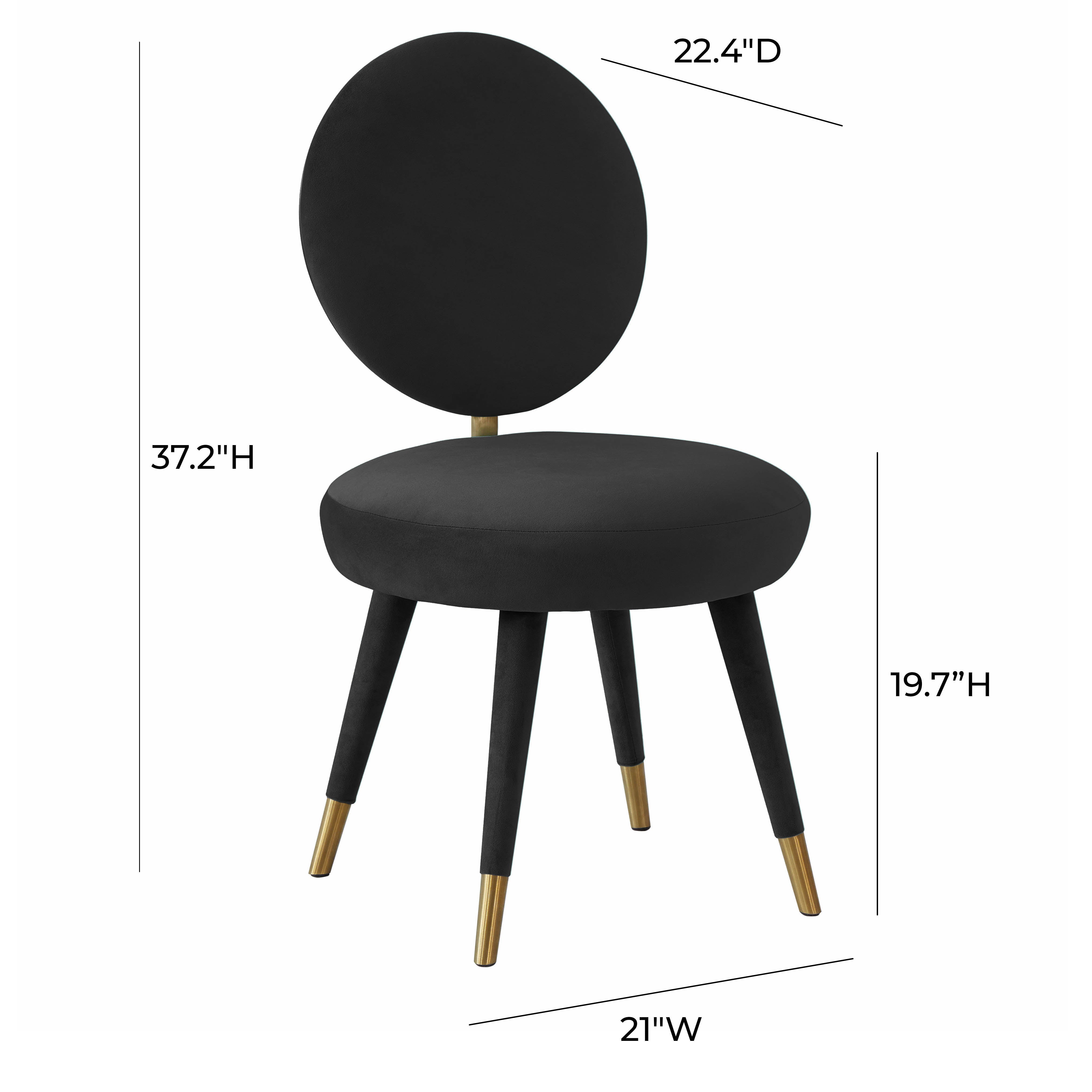 Silla mecedora de terciopelo negro Ellyn dimensiones.