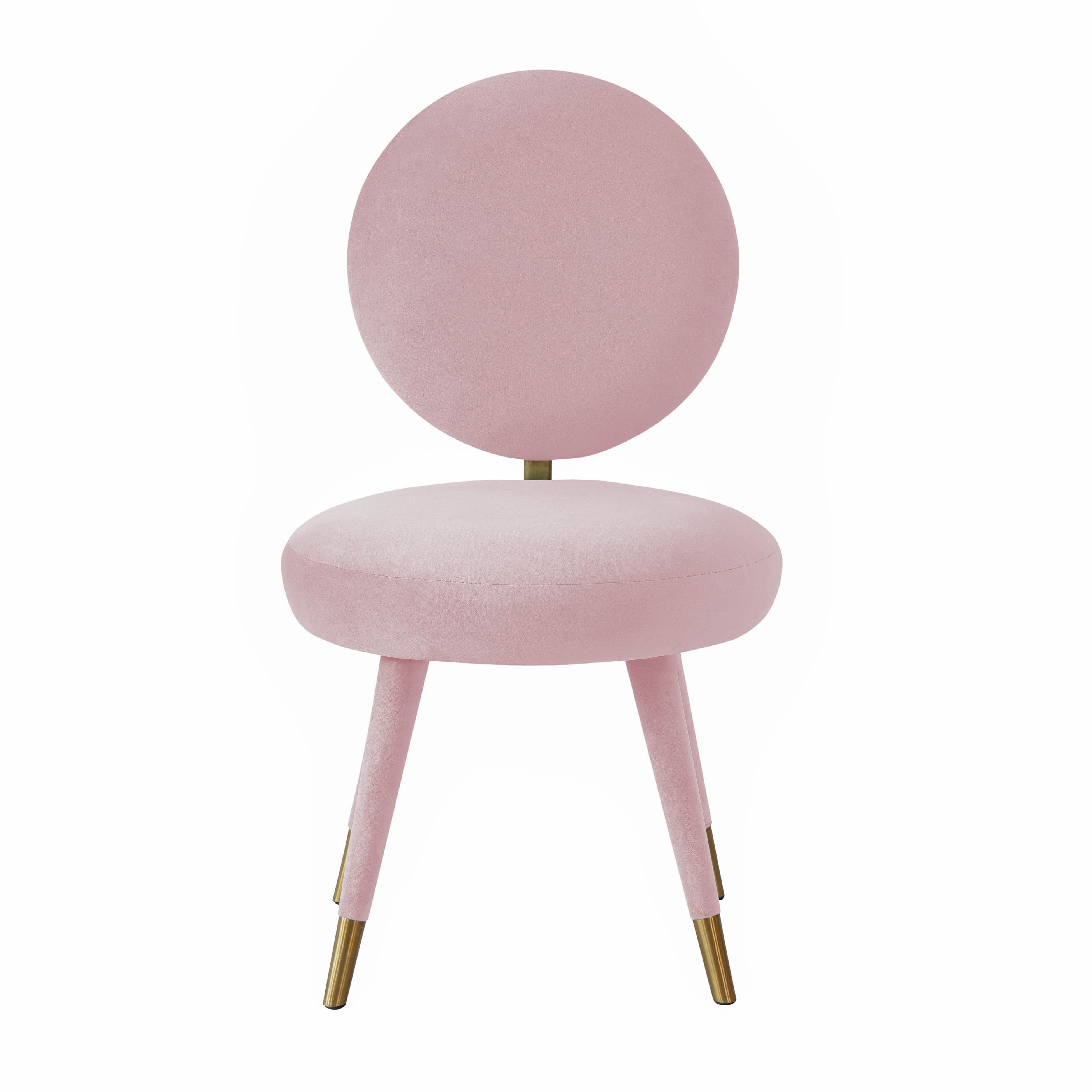Silla mecedora de terciopelo rosa chicle Ellyn de frente.