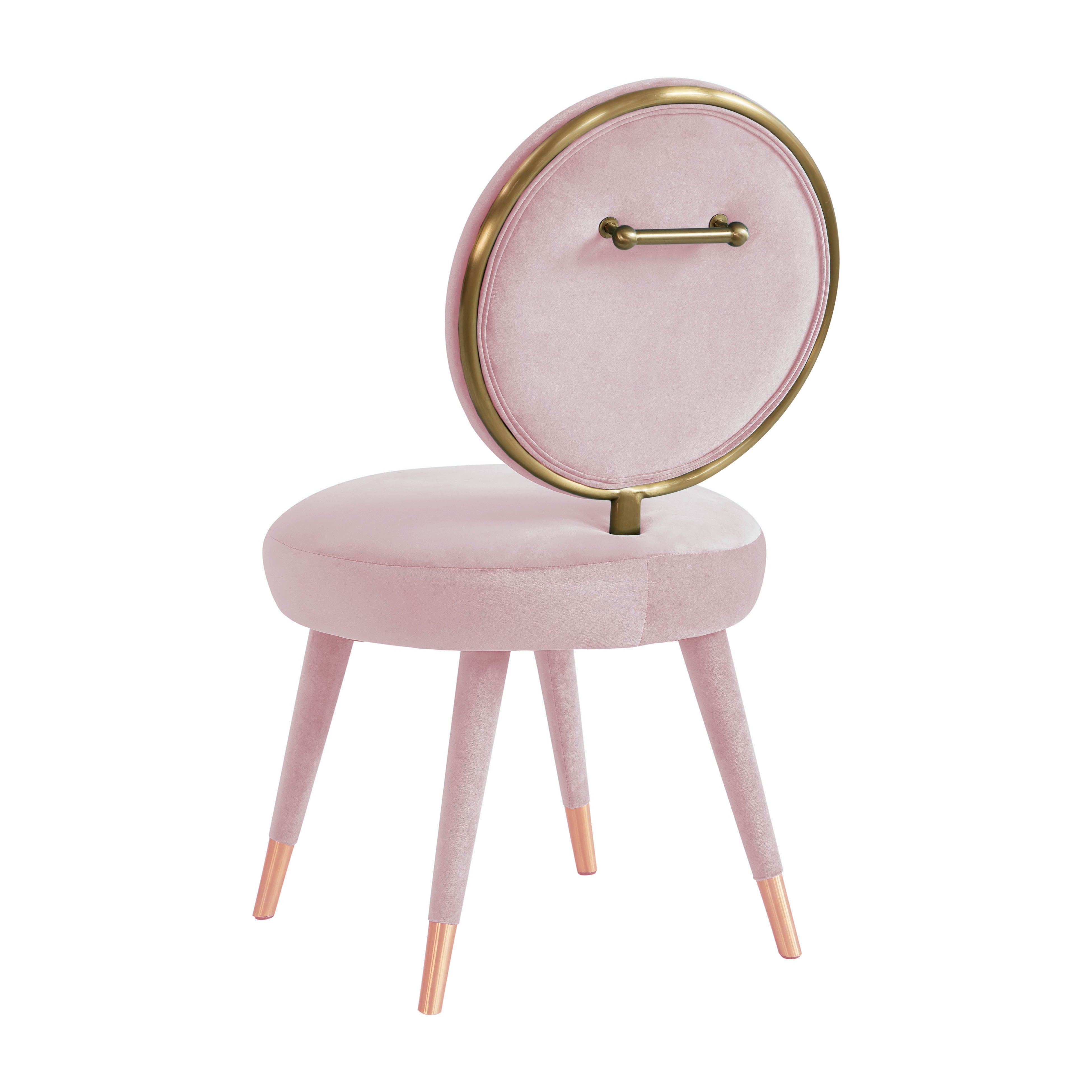 Silla mecedora de terciopelo rosa chicle Ellyn de espaldas.