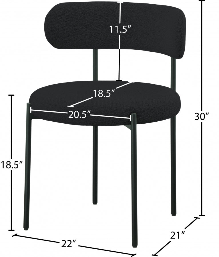 Silla para comedor de boucle negro Canaán dimensiones.