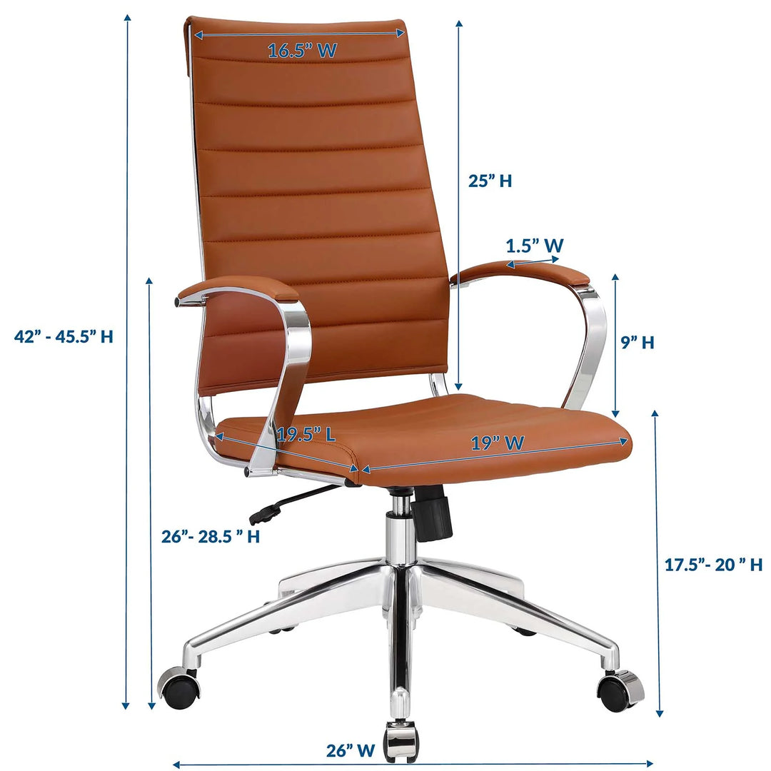 Silla para escritorio de respaldo alto Terracota Zoa dimensiones.