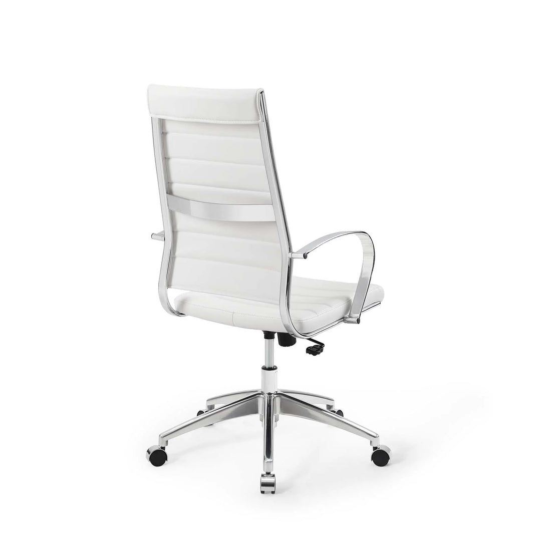 Silla para escritorio de respaldo alto blanco Zoa de espaldas.
