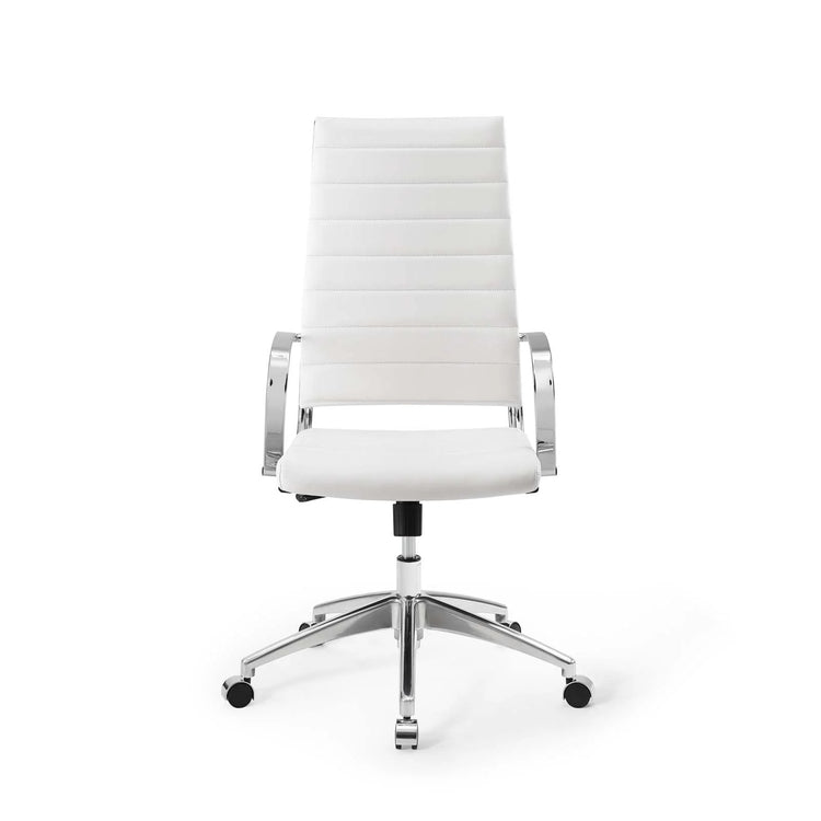 Silla para escritorio de respaldo alto blanco Zoa de frente.