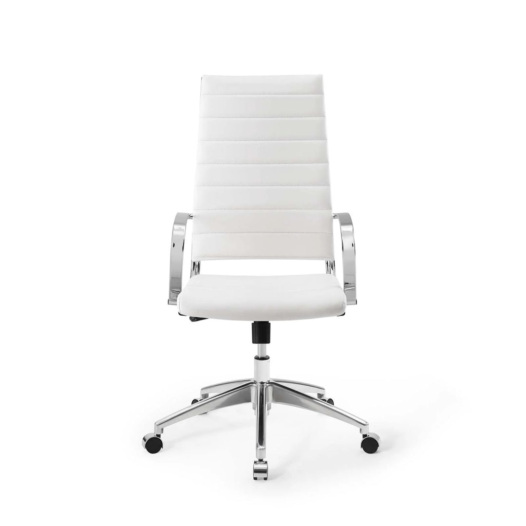 Silla para escritorio de respaldo alto blanco Zoa de frente.