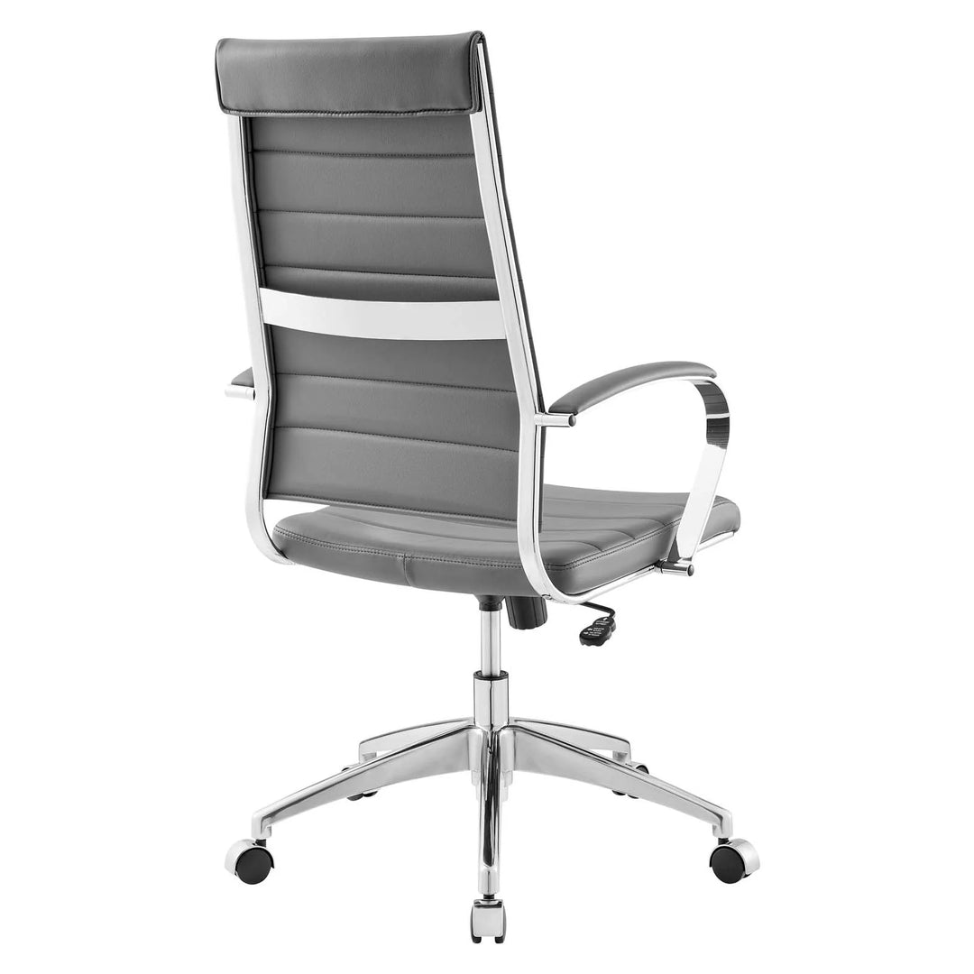 Silla para escritorio de respaldo alto gris Zoa de espaldas.