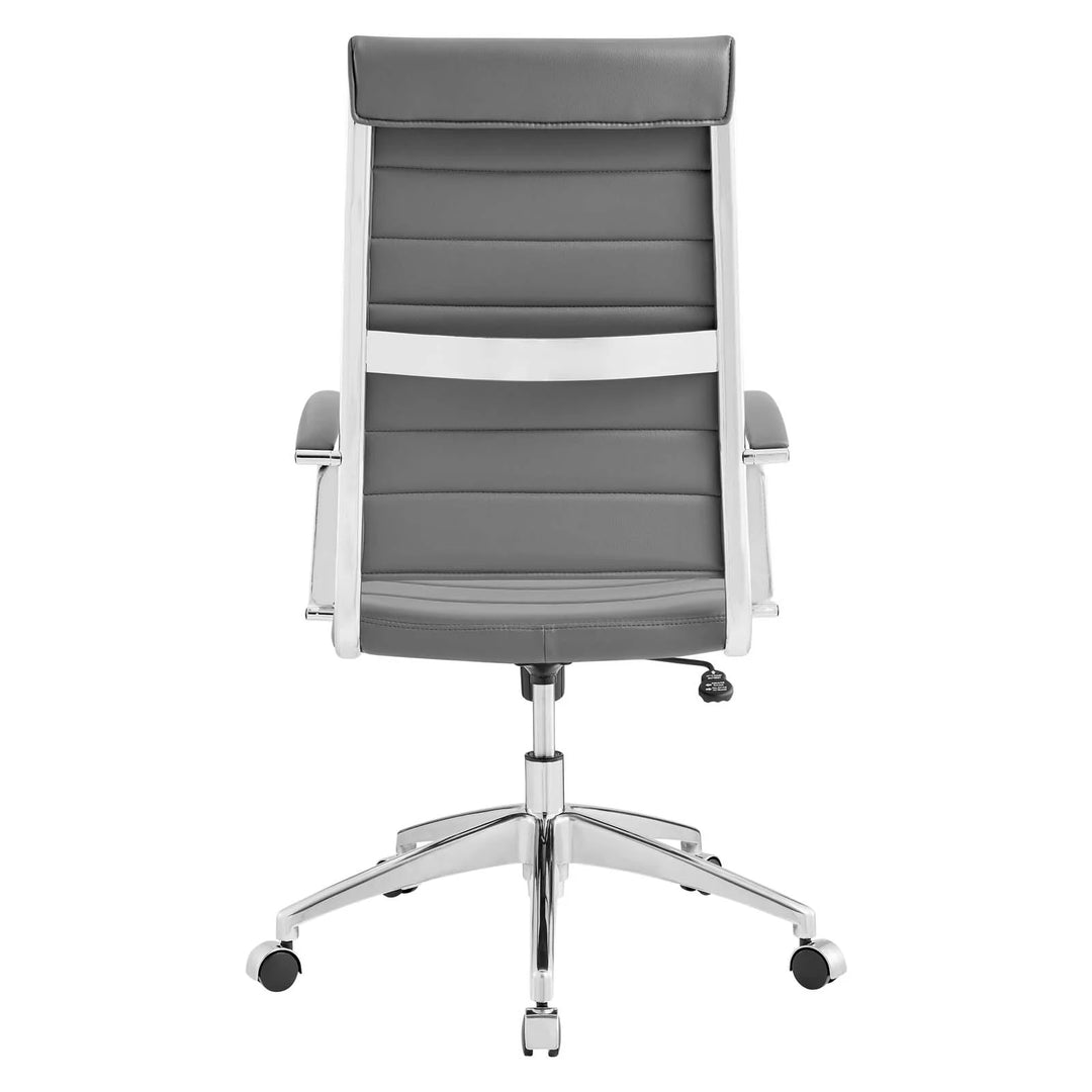 Silla para escritorio de respaldo alto gris Zoa de atrás.