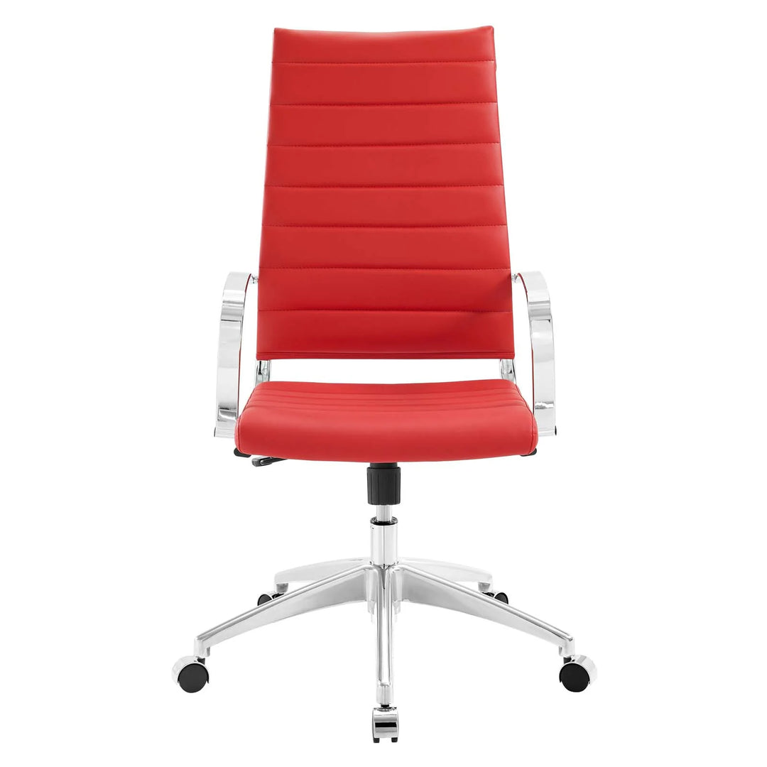 Silla para escritorio de respaldo alto rojo Zoa de frente.