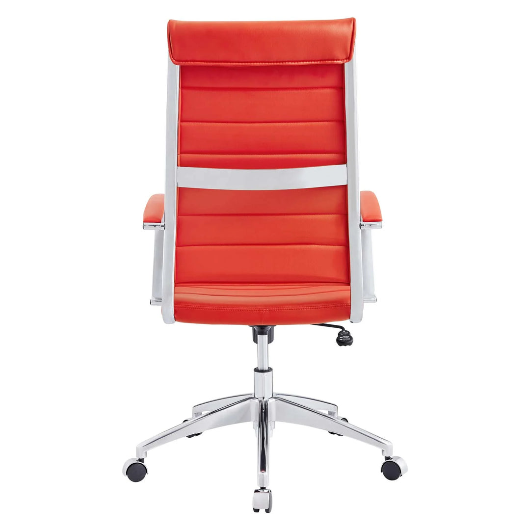 Silla para escritorio de respaldo alto rojo Zoa de atrás.