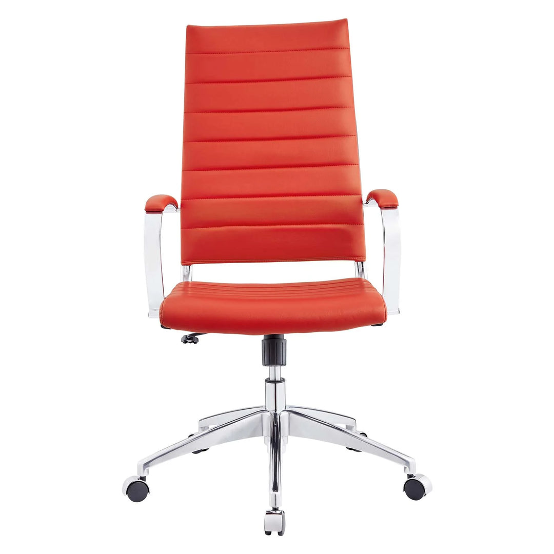 Silla para escritorio de respaldo alto rojo Zoa de frente.