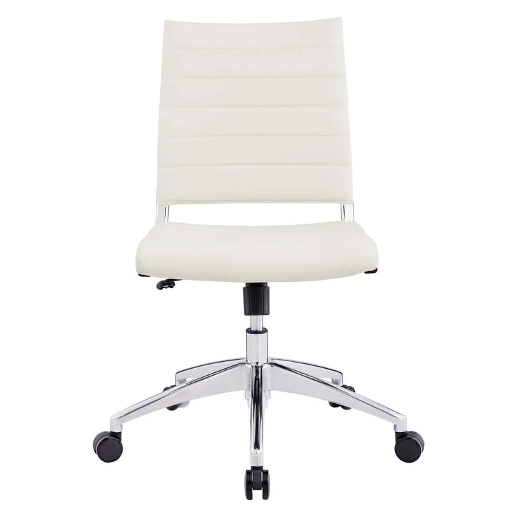 Silla para escritorio moderna sin descansabrazos blanco Zoa de frente.