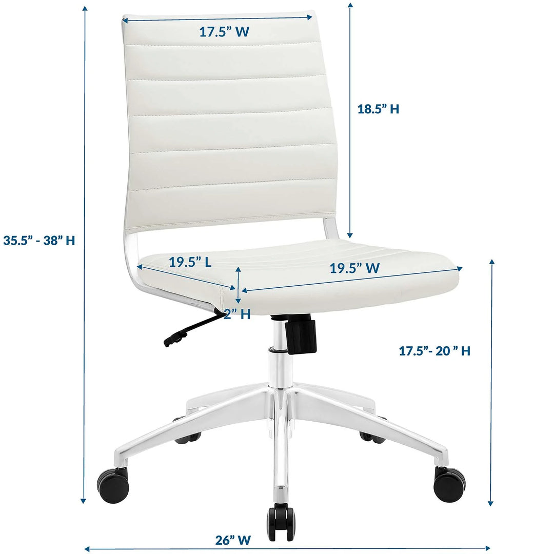 Silla para escritorio moderna sin descansabrazos blanco Zoa dimensiones.