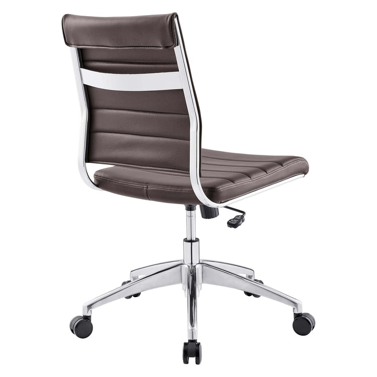 Silla para escritorio moderna sin descansabrazos café Zoa de espaldas.