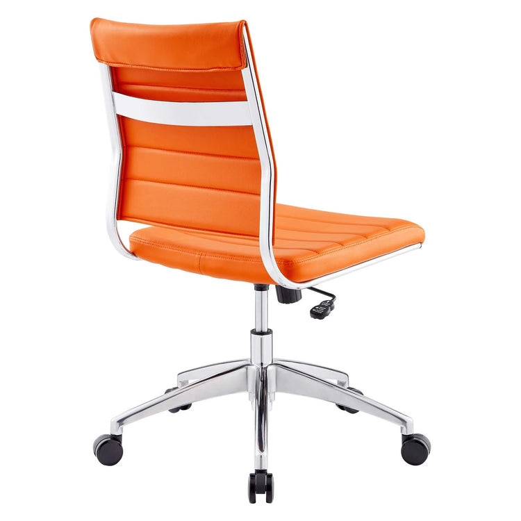 Silla para escritorio moderna sin descansabrazos naranja Zoa de espaldas.