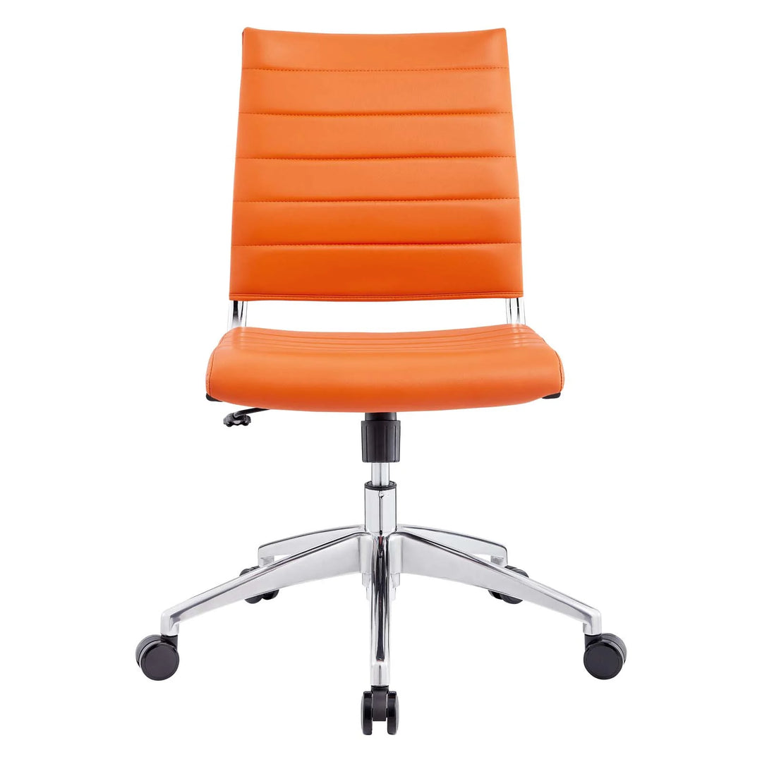 Silla para escritorio moderna sin descansabrazos naranja Zoa de frente.