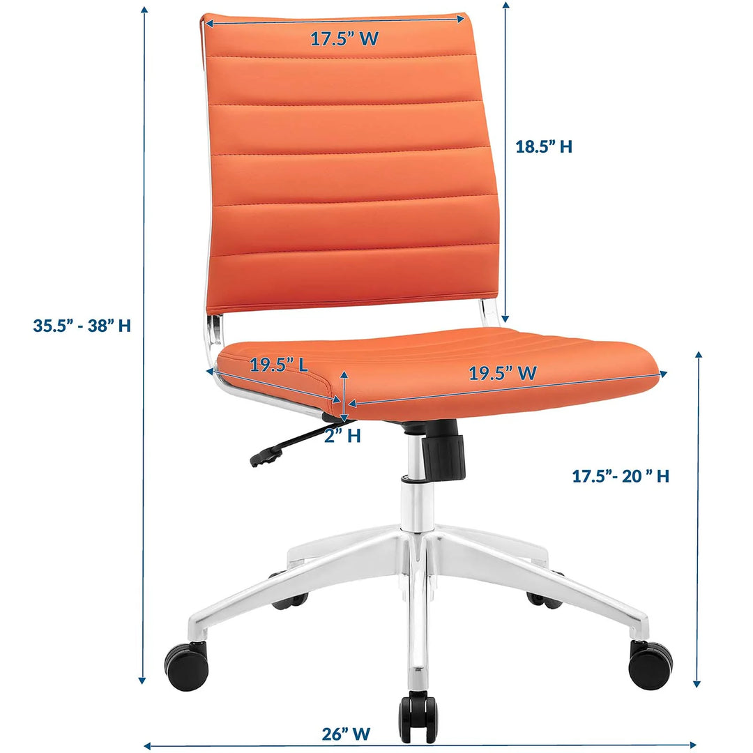 Silla para escritorio moderna sin descansabrazos naranja Zoa dimensiones.