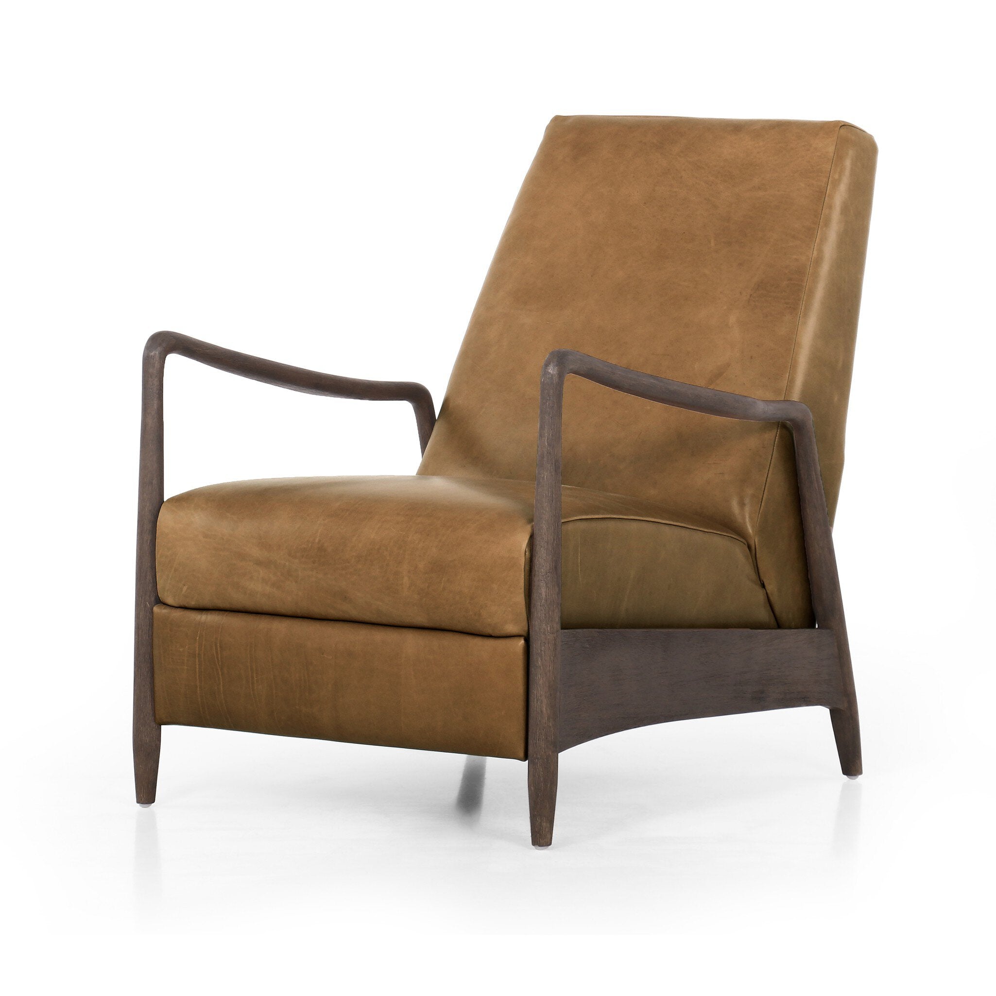 Silla reclinable Nikol de piel color topo oscuro 2.