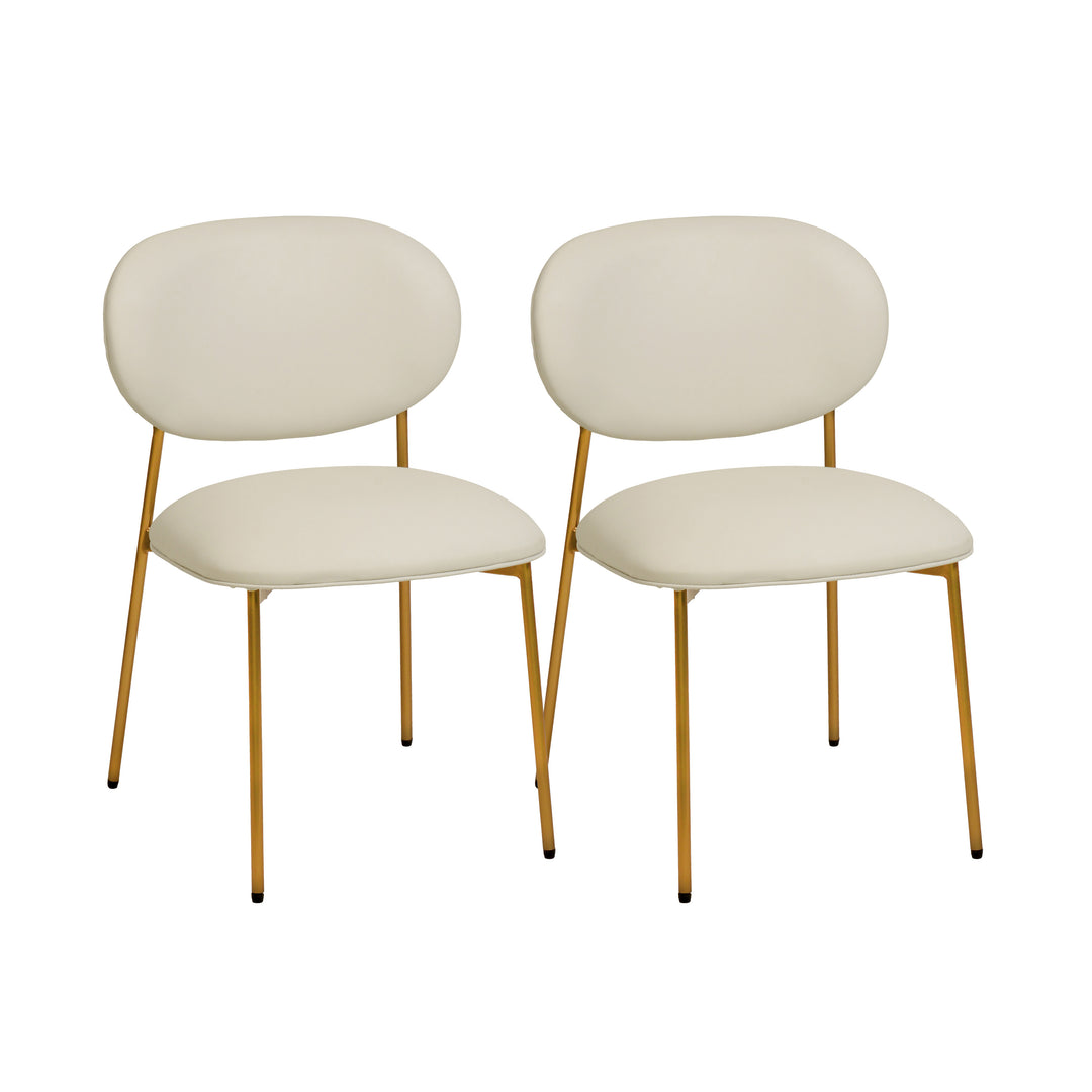 Sillas de comedor en boucle y piel vegana crema Paul - juego de 2.