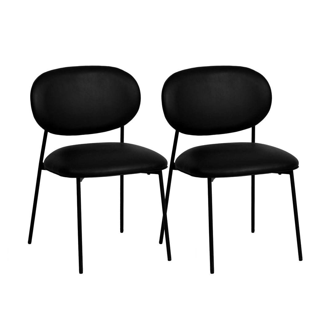 Sillas de comedor en piel vegana negro Paul - juego de 2.