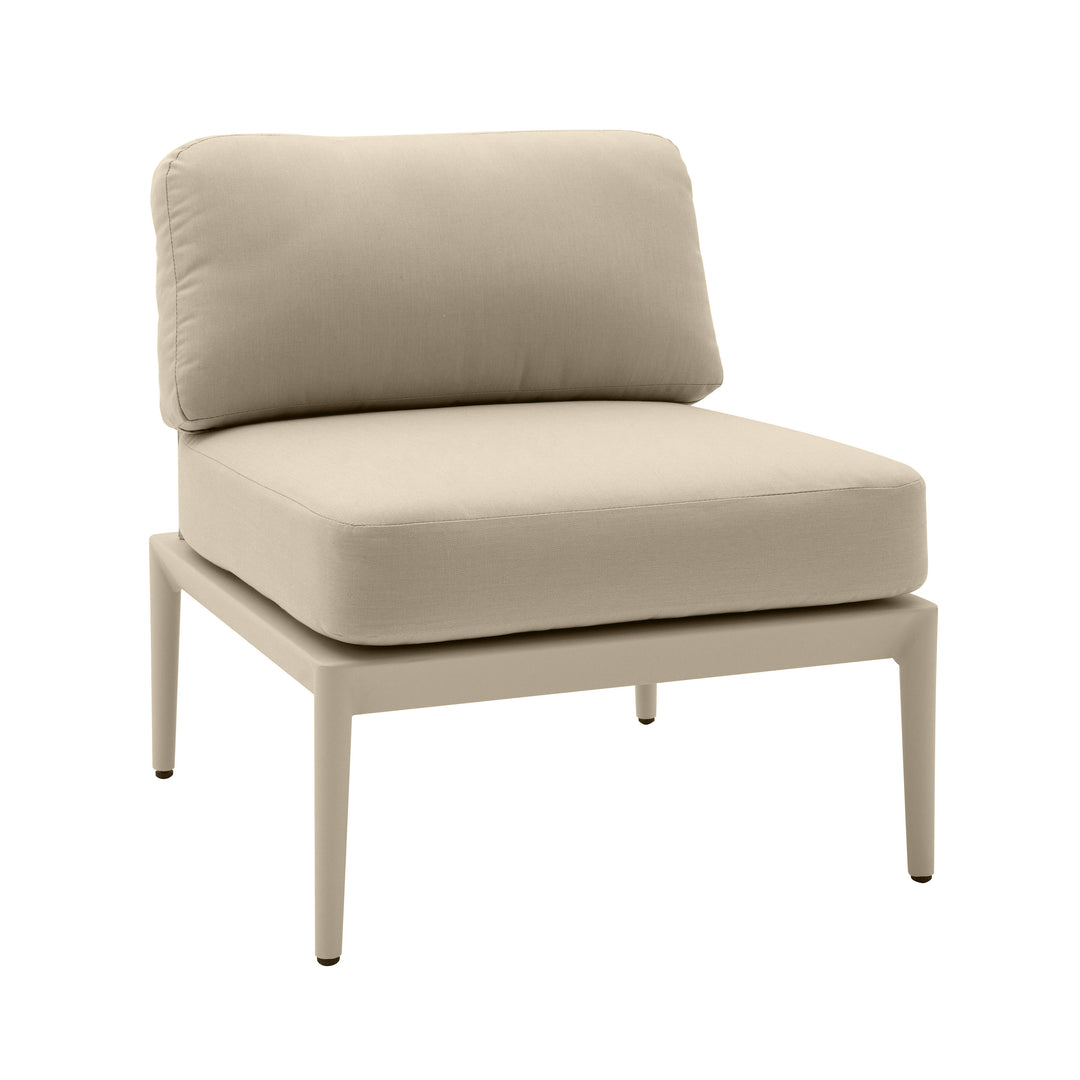 Silla sin descansabrazos de aluminio para exteriores Jade color beige.