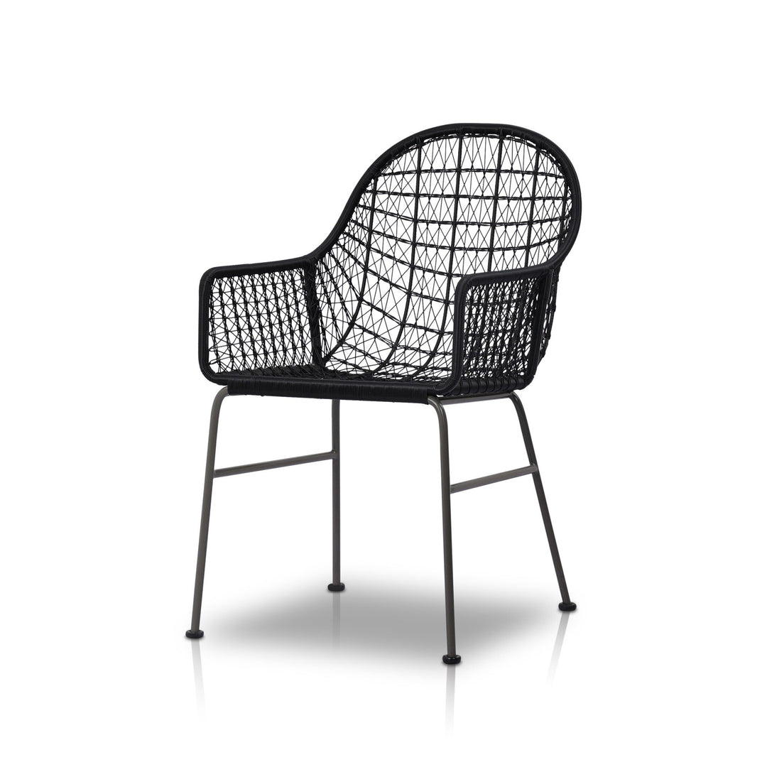 Silla tejida de comedor para exterior Yanis color negro.