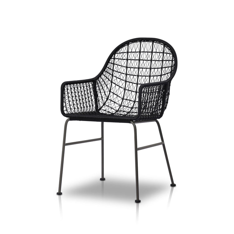 Silla tejida de comedor para exterior Yanis color negro.