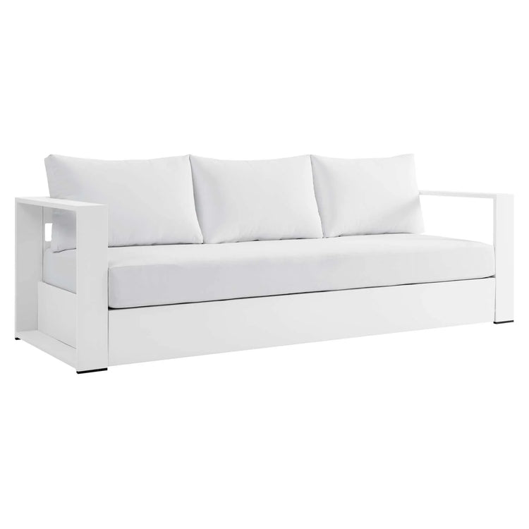 Sillón de aluminio blanco y tela blanco para exteriores Neuba de frente.