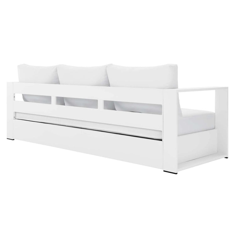 Sillón de aluminio blanco y tela blanco para exteriores Neuba de frente de espaldas.