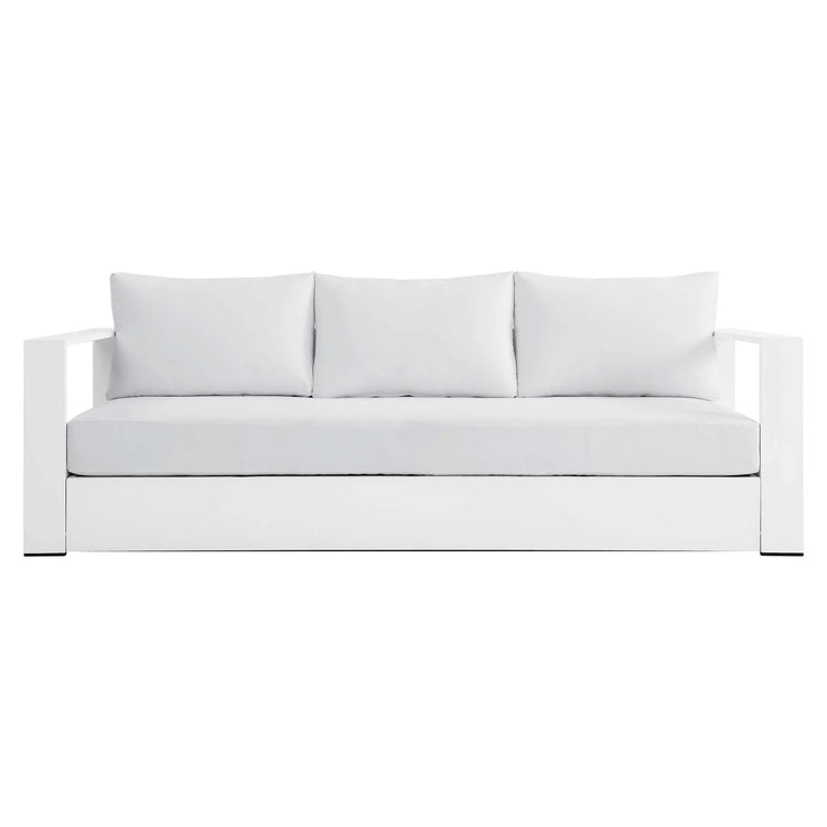 Sillón de aluminio blanco y tela blanco para exteriores Neuba de frente de frente.